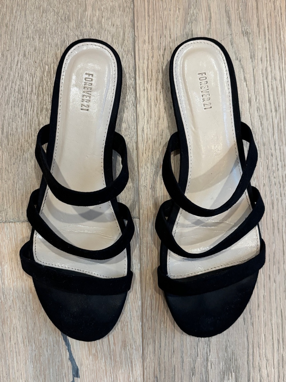 Forever 21 Black Multi-Strap Slide Sandals Flats